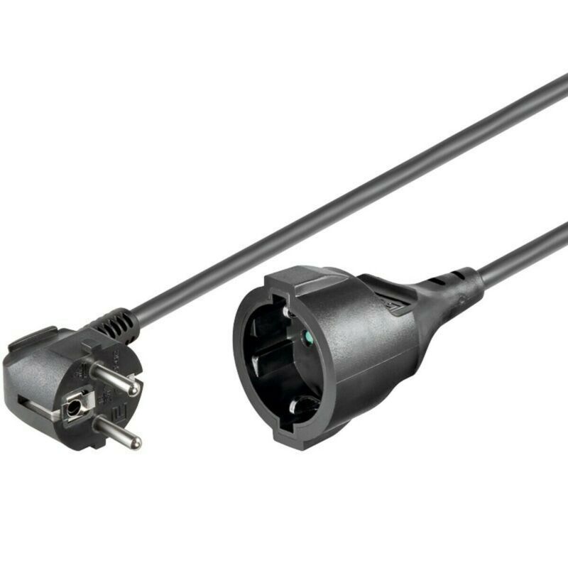 Schuko verlengsnoer 2m zwart