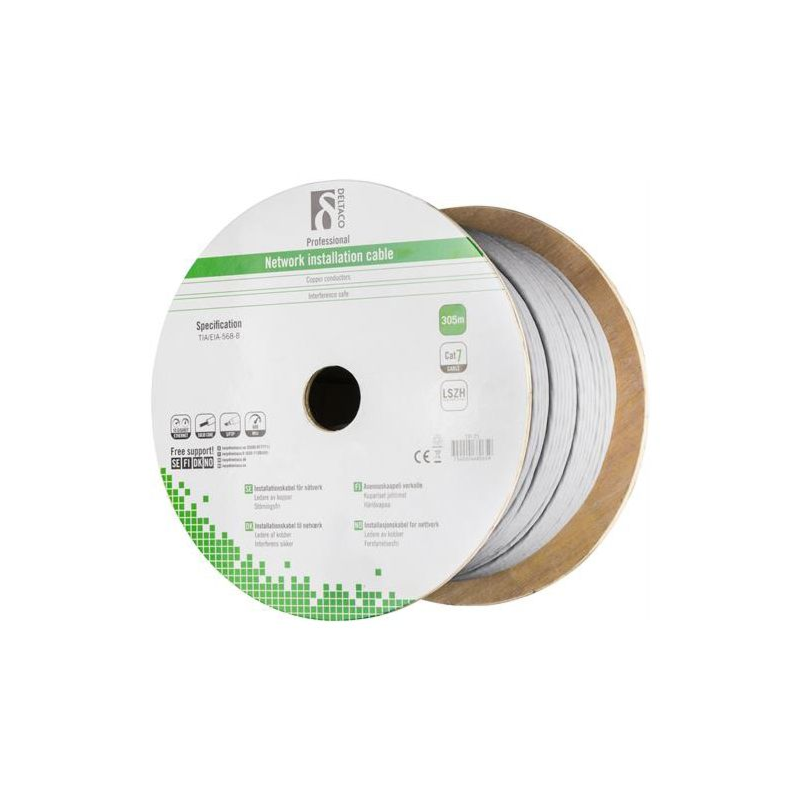 Alfaco Cat7 S/FTP kabel op rol stug 305m grijs LSZH - (Eca)