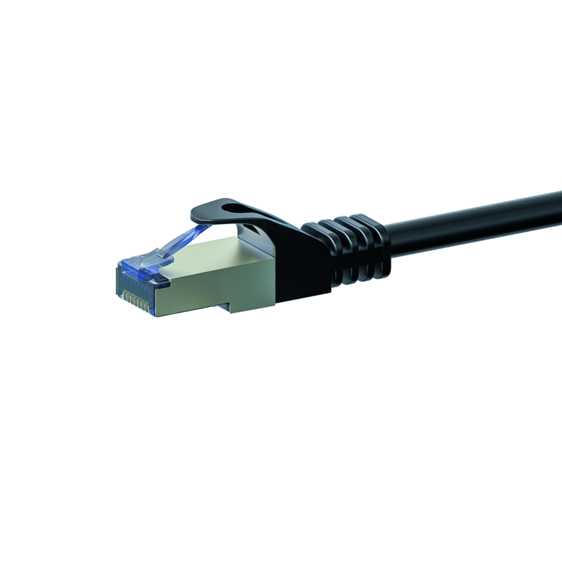 Cat6a netwerkkabel 1,50m zwart 100% koper - dubbel afgeschermd
