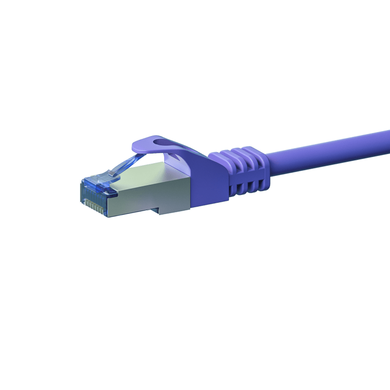 Cat6a netwerkkabel 7,50m paars 100% koper - dubbel afgeschermd