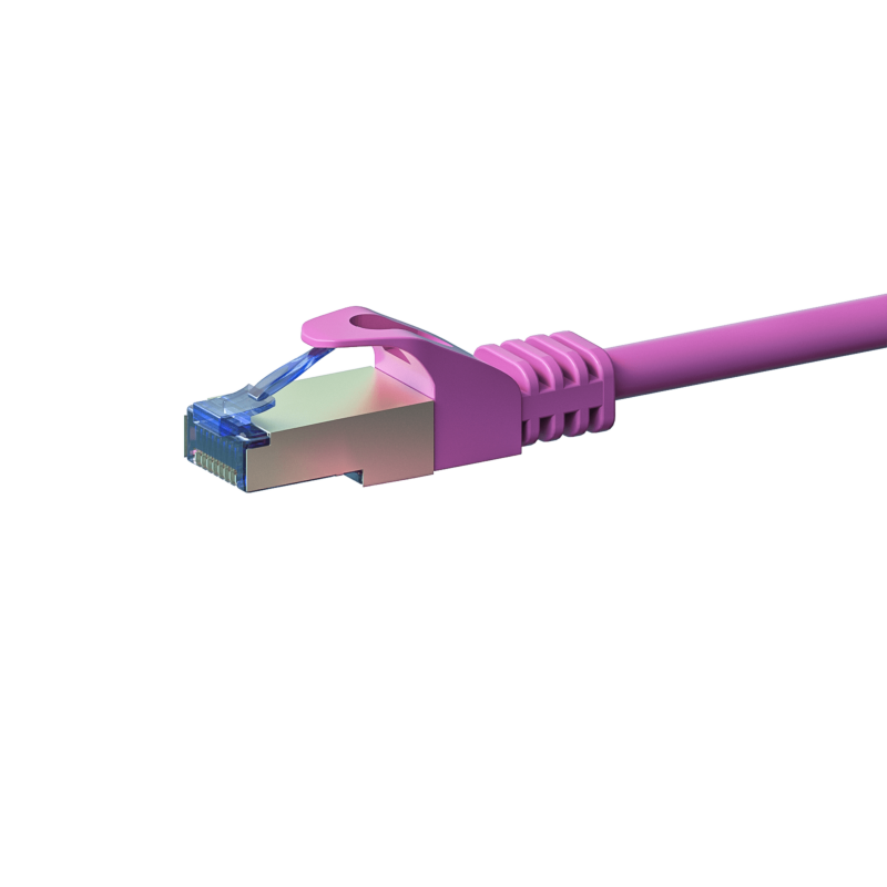 Cat6a netwerkkabel 7,50m roze 100% koper - dubbel afgeschermd