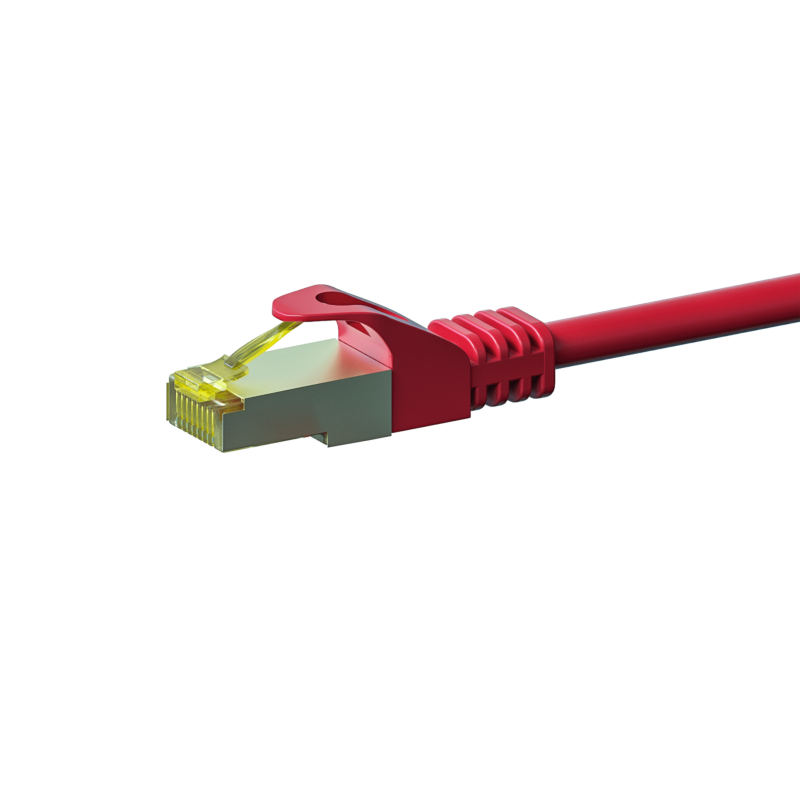 Cat7 netwerkkabel 0,50m rood 100% koper - dubbel afgeschermd
