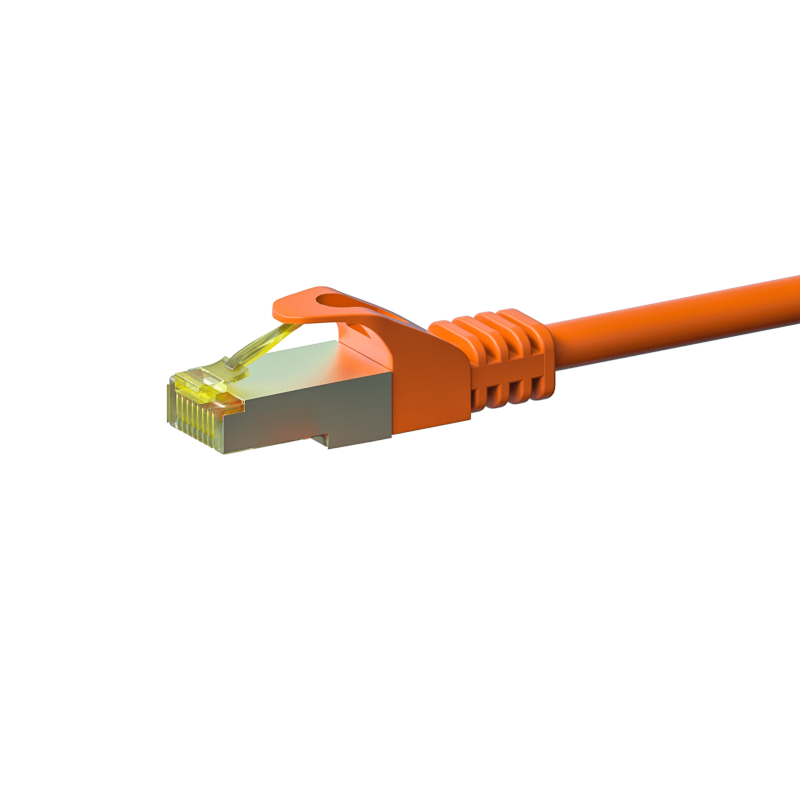 Cat7 netwerkkabel 0,50m oranje 100% koper - dubbel afgeschermd