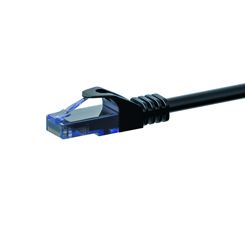 Cat6a netwerkkabel 0,50m zwart 100% koper - niet afgeschermd