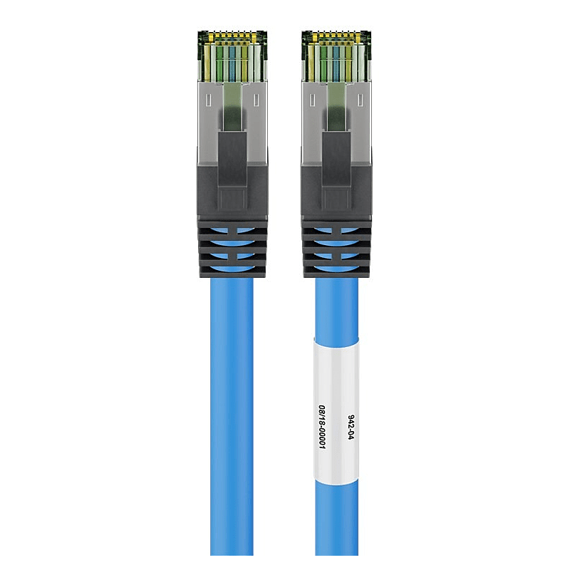 Cat8 netwerkkabel 0,50m blauw 100% koper - dubbel afgeschermd