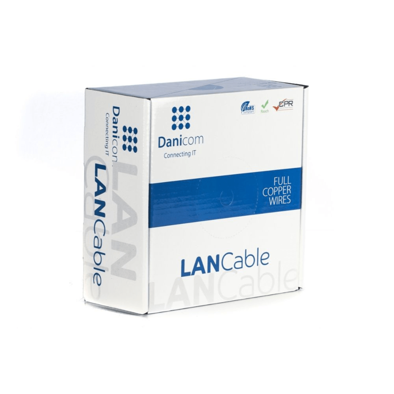 DANICOM Cat6a netwerkkabel voor buiten op rol 50m stug PE (Fca) - onafgeschermd