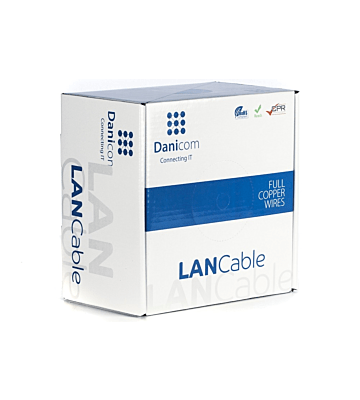 DANICOM Cat6a netwerkkabel op rol 100m soepel PVC (Fca) - dubbel afgeschermd
