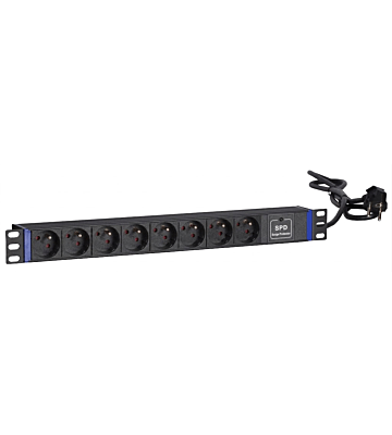 19 inch 8 voudige stekkerdoos - Surge Protection Device - Penaarde