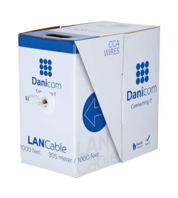 CAT5e netwerkkabel op rol 305m stug grijs CCA - afgeschermd