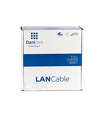 DANICOM Cat5e netwerkkabel op rol 100m stug LSZH (Dca) - niet afgeschermd
