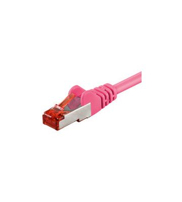 Cat6 netwerkkabel 0,25m roze 100% koper - dubbel afgeschermd