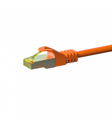 Cat7 netwerkkabel 0,25m oranje 100% koper - dubbel afgeschermd