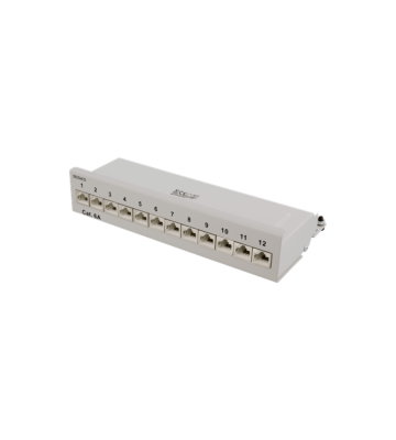 Cat6a UTP 90º 10 inch 12 ports RJ45 wallmount patchpaneel