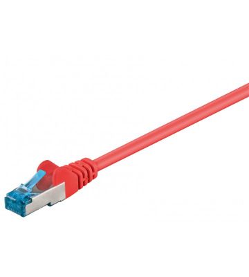 Cat6a netwerkkabel 0,25m rood 100% koper - dubbel afgeschermd