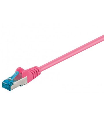 Cat6a netwerkkabel 0,25m roze 100% koper - dubbel afgeschermd