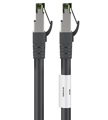 Cat8 netwerkkabel 3m zwart 100% koper - dubbel afgeschermd