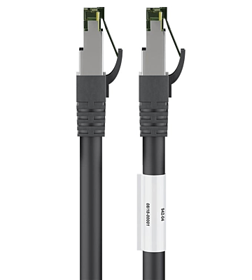 Cat8 netwerkkabel 5m zwart 100% koper - dubbel afgeschermd