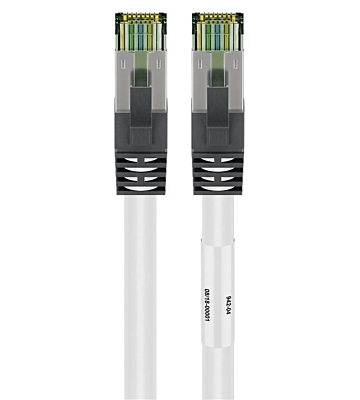 Cat8 netwerkkabel 1m wit 100% koper - dubbel afgeschermd