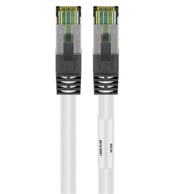 Cat8 netwerkkabel 0,25m wit 100% koper - dubbel afgeschermd