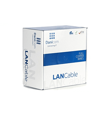 DANICOM Cat7 netwerkkabel op rol 100m stug LSZH (Dca) - dubbel afgeschermd