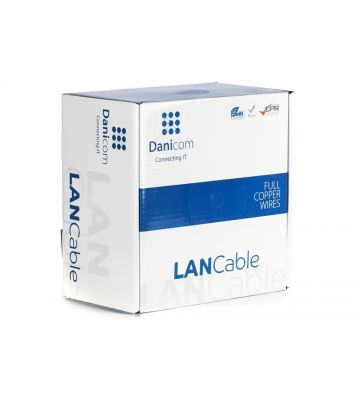 DANICOM Cat6a netwerkkabel op rol 100m stug LSZH (Eca) - dubbel afgeschermd