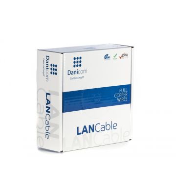 DANICOM Cat6a netwerkkabel op rol 50m soepel PVC (Fca) - dubbel afgeschermd