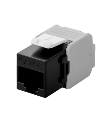 Cat6a keystone netwerkstekker zwart LSA - niet afgeschermd