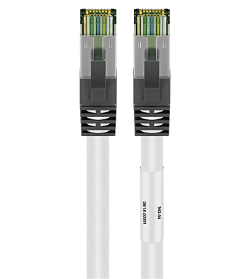 Cat8 netwerkkabel 0,25m wit 100% koper - dubbel afgeschermd