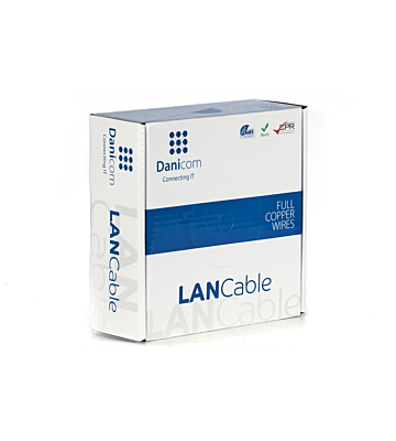 DANICOM Cat6 netwerkkabel op rol 50m stug LSZH (Dca) - niet afgeschermd