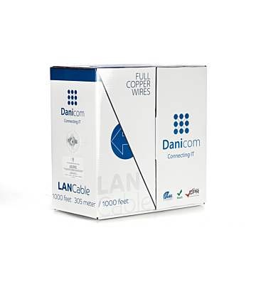 DANICOM Cat6 netwerkkabel op rol 305m stug LSZH (Dca) - niet afgeschermd