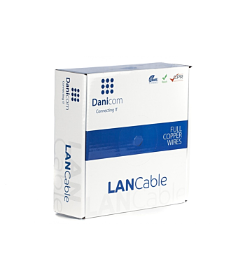 DANICOM Cat7 netwerkkabel op rol 50m stug LSZH (Dca) - dubbel afgeschermd