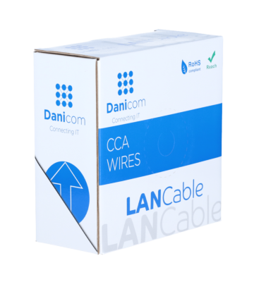 CAT6 SF/UTP 50m kabel op rol soepel grijs CCA