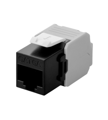 Cat6a keystone netwerkstekker zwart LSA - niet afgeschermd