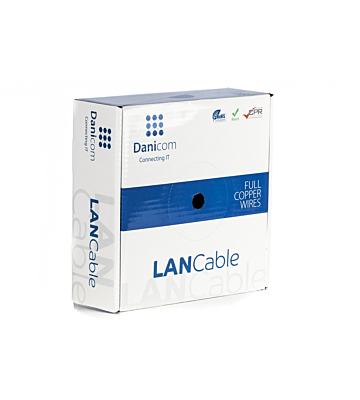 DANICOM Cat6 netwerkkabel op rol 50m stug LSZH (Dca) - enkel afgeschermd