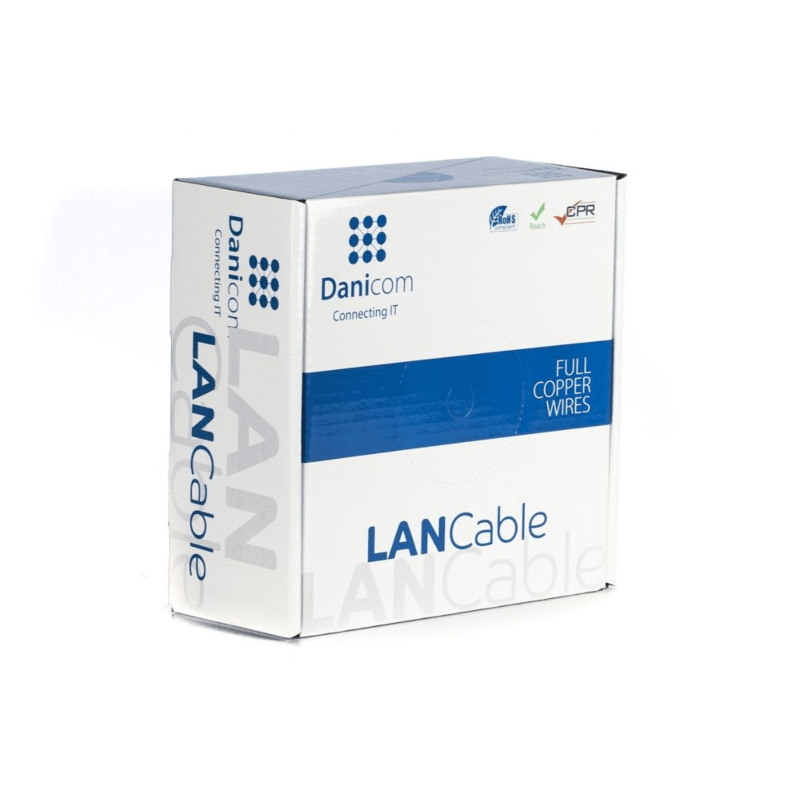 DANICOM Cat6a netwerkkabel voor buiten op rol 100m stug PE (Fca) - afgeschermd