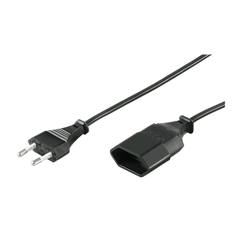 Stroom verlengkabel euro plug 3m zwart