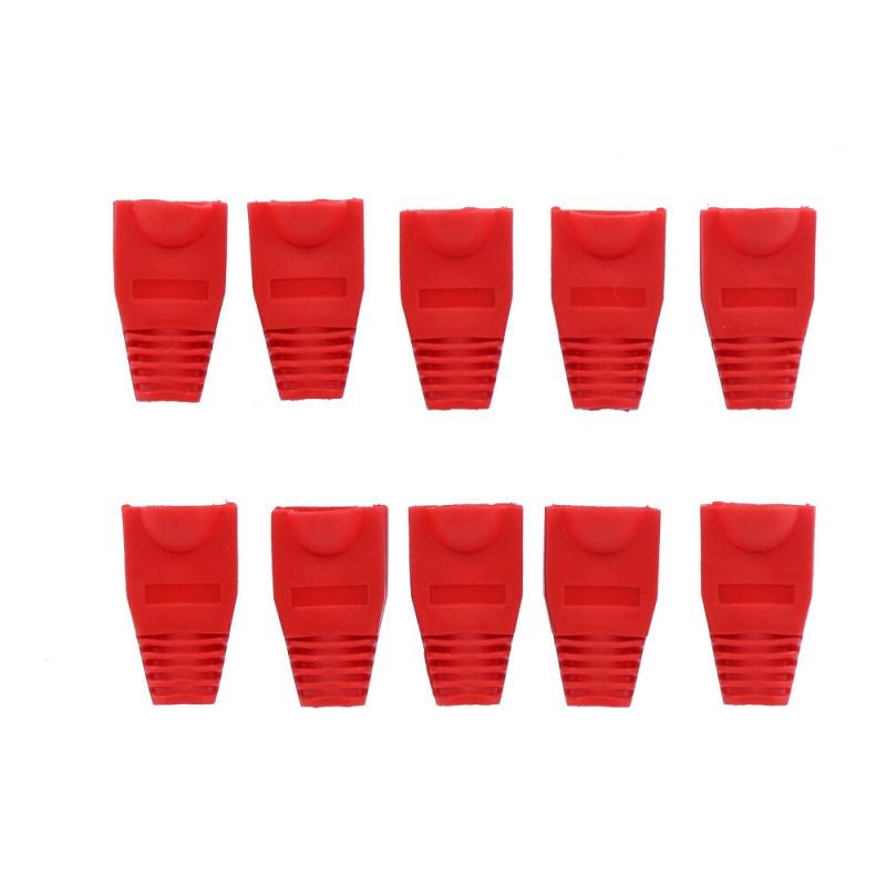 Netwerk kabelschoen rood RJ45 set van 10