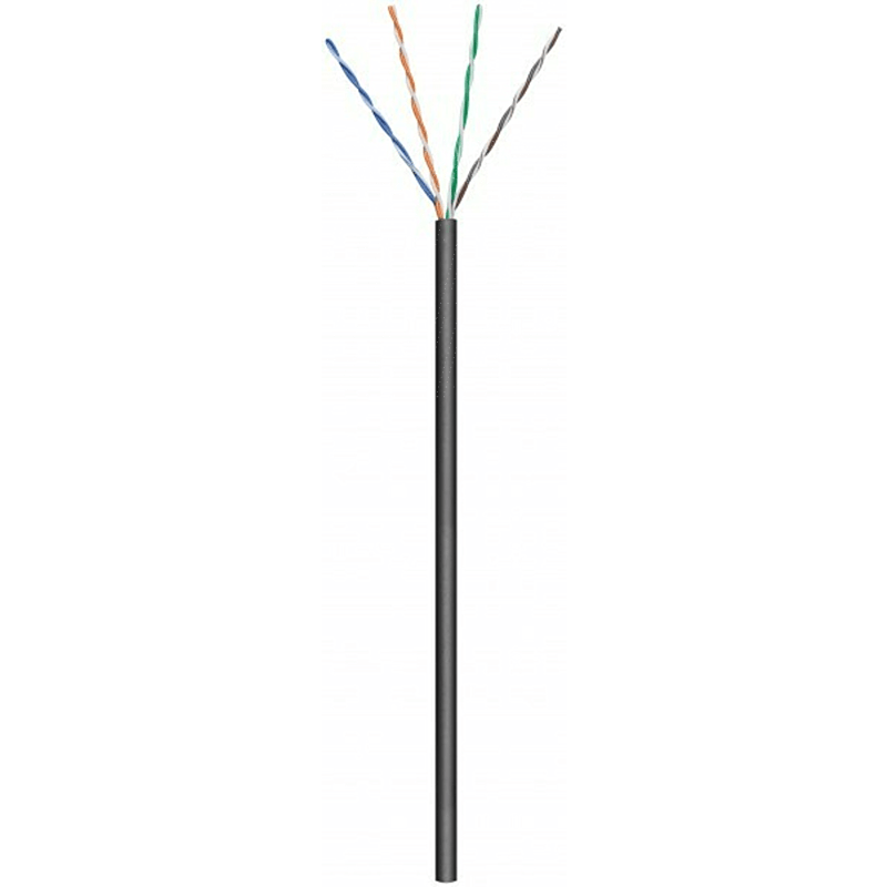 CAT6 netwerkkabel voor buiten op rol 305m stug zwart CCA - niet afgeschermd