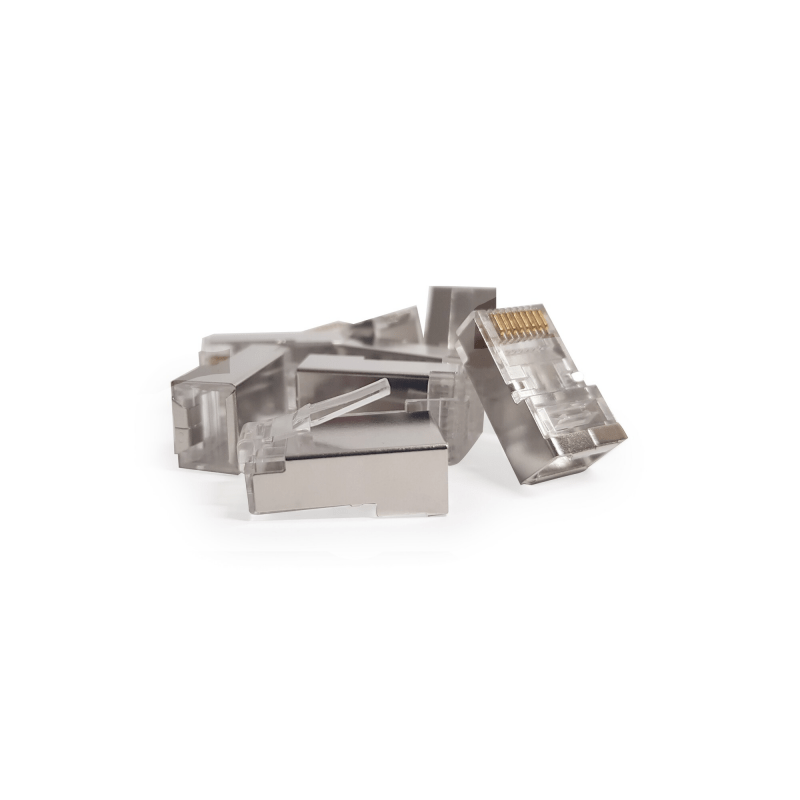 Cat6 netwerkstekker RJ45 - afgeschermd - voor stugge kern - 10 stuks