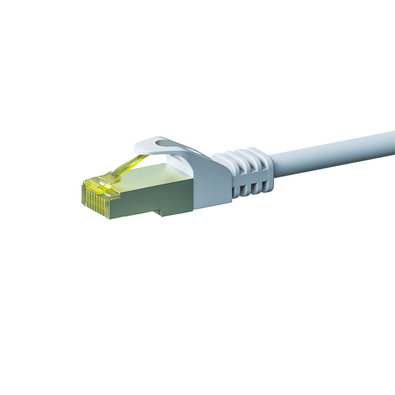 Cat7 netwerkkabel 0,25m wit 100% koper - dubbel afgeschermd