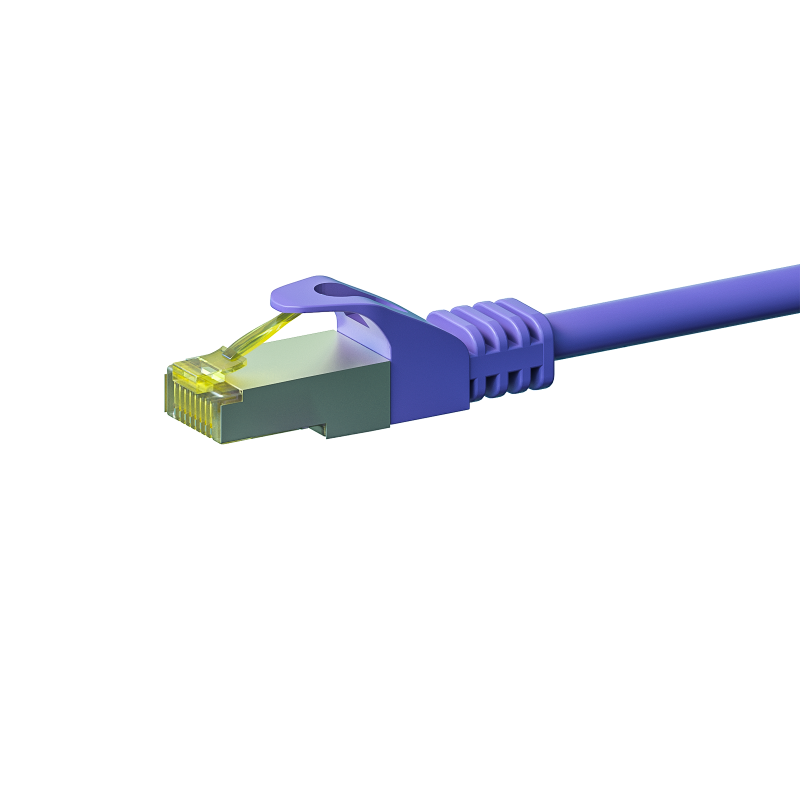 Cat7 netwerkkabel 0,50m paars 100% koper - dubbel afgeschermd