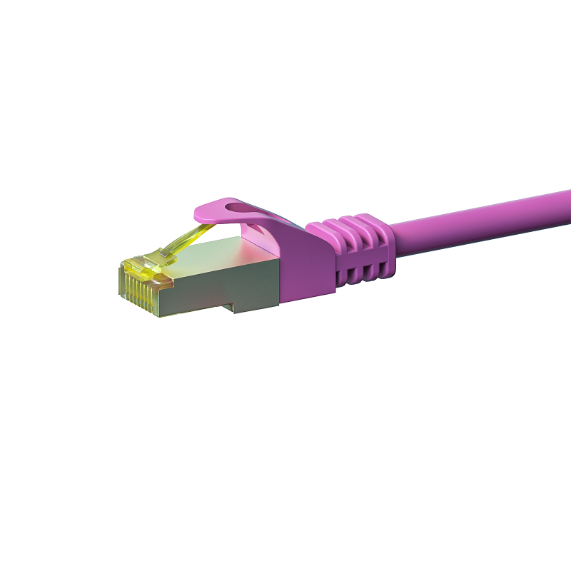 Cat7 netwerkkabel 0,25m roze 100% koper - dubbel afgeschermd