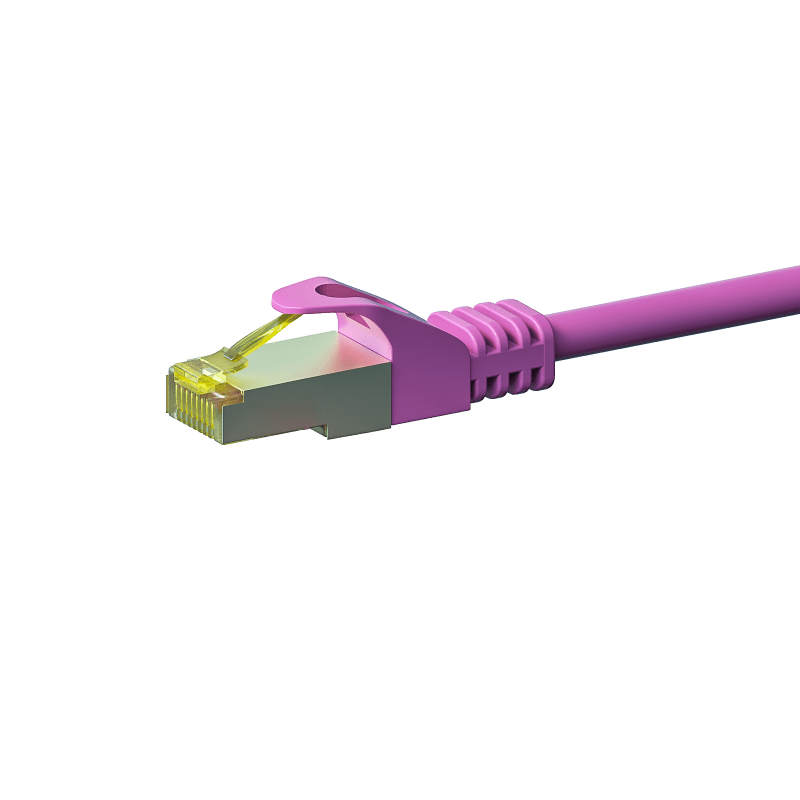 Cat7 netwerkkabel 0,50m roze 100% koper - dubbel afgeschermd