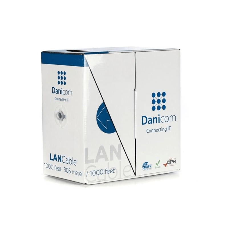 Cat6 netwerkkabel op rol 305m soepel grijs CCA - dubbel afgeschermd