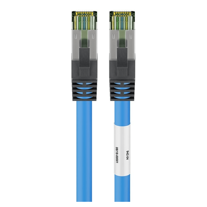Cat8 netwerkkabel 0,25m blauw 100% koper - dubbel afgeschermd