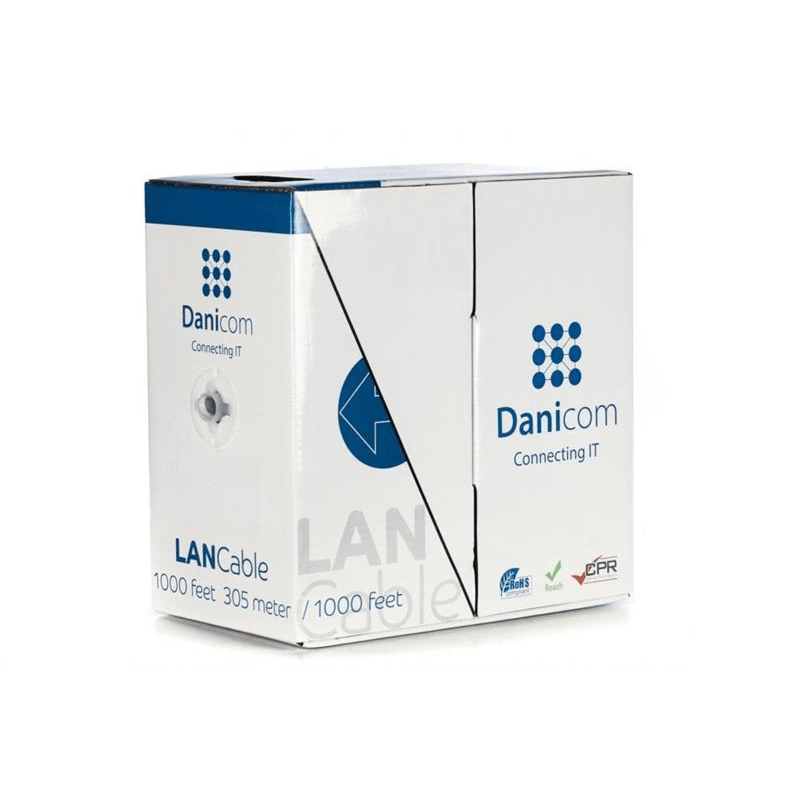 CAT5e netwerkkabel op rol  305m soepel grijs CCA - niet afgeschermd