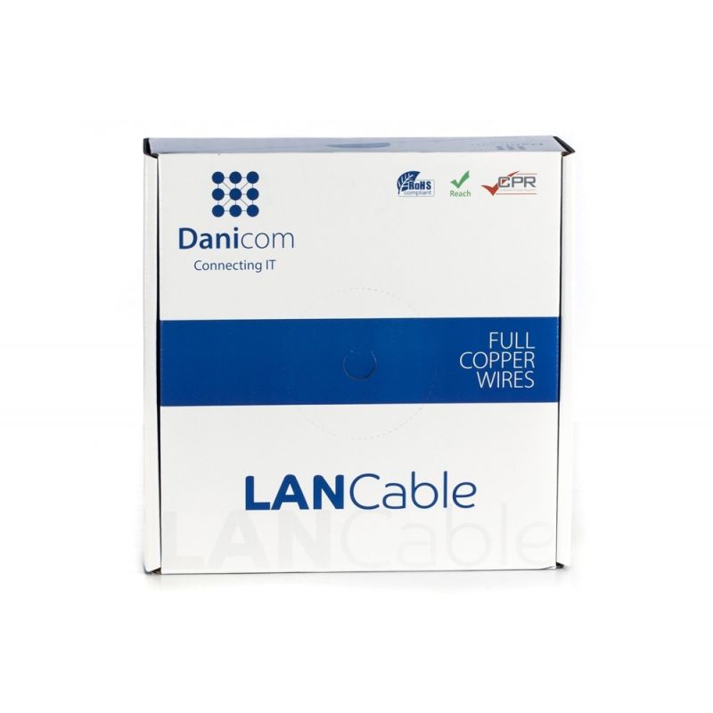DANICOM Cat7 netwerkkabel op rol 50m stug LSZH (Eca) - dubbel afgeschermd