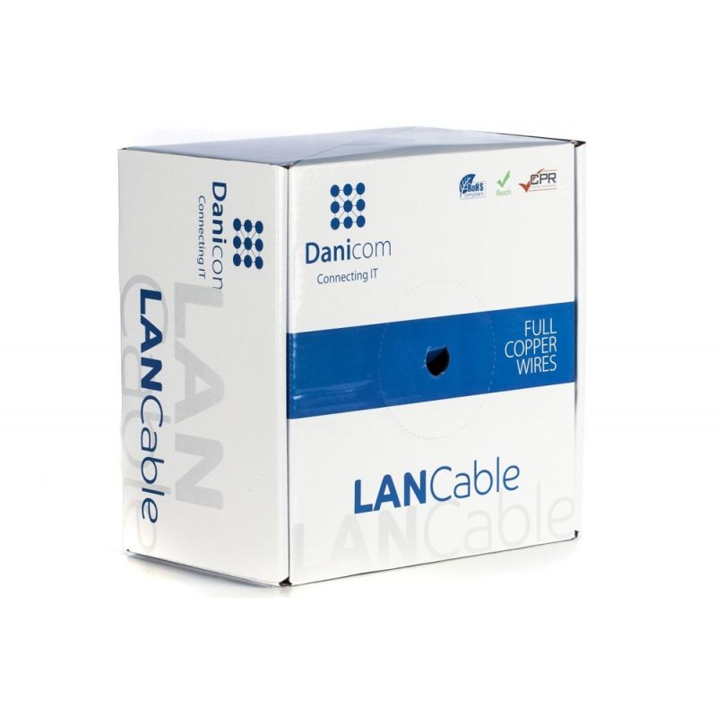 DANICOM Cat6a netwerkkabel op rol 100m stug LSZH (Eca) - niet afgeschermd