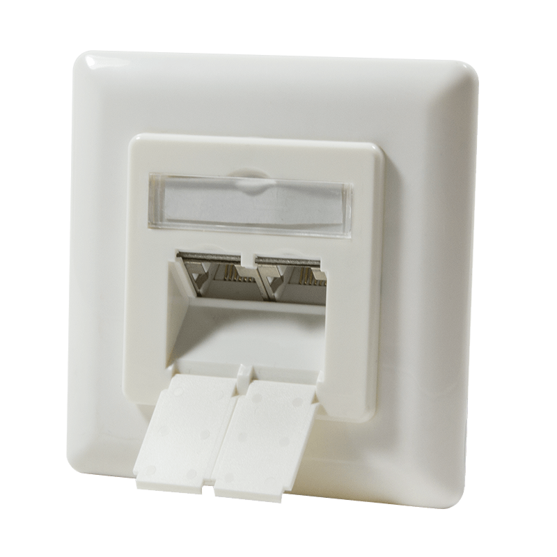 Cat6 netwerkdoos verticaal inbouw ivoor Roline - afgeschermd