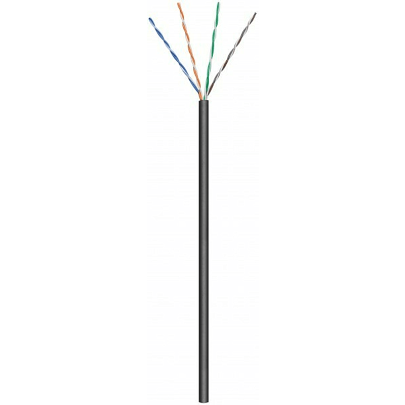 CAT5e netwerkkabel voor buiten op rol 100m stug zwart CCA - niet afgeschermd